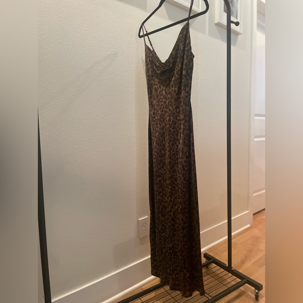 Zara Animal Print Faux Silk Dress Size Small